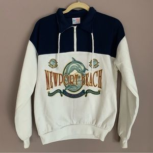Vintage Newport Beach graphic sweater quarter zip